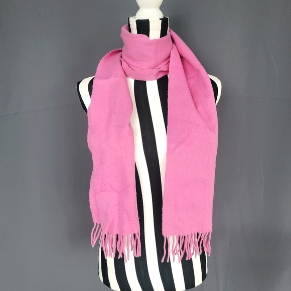 Coach Pink Cashmere Wool Fringe Scarf - Picture 1 of 5